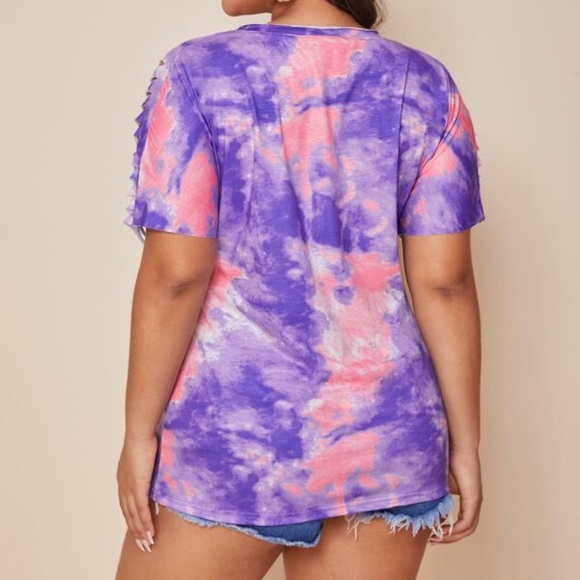 EUC Shein Tie Dye Ripped Tee Size 4XL - Picture 3 of 9